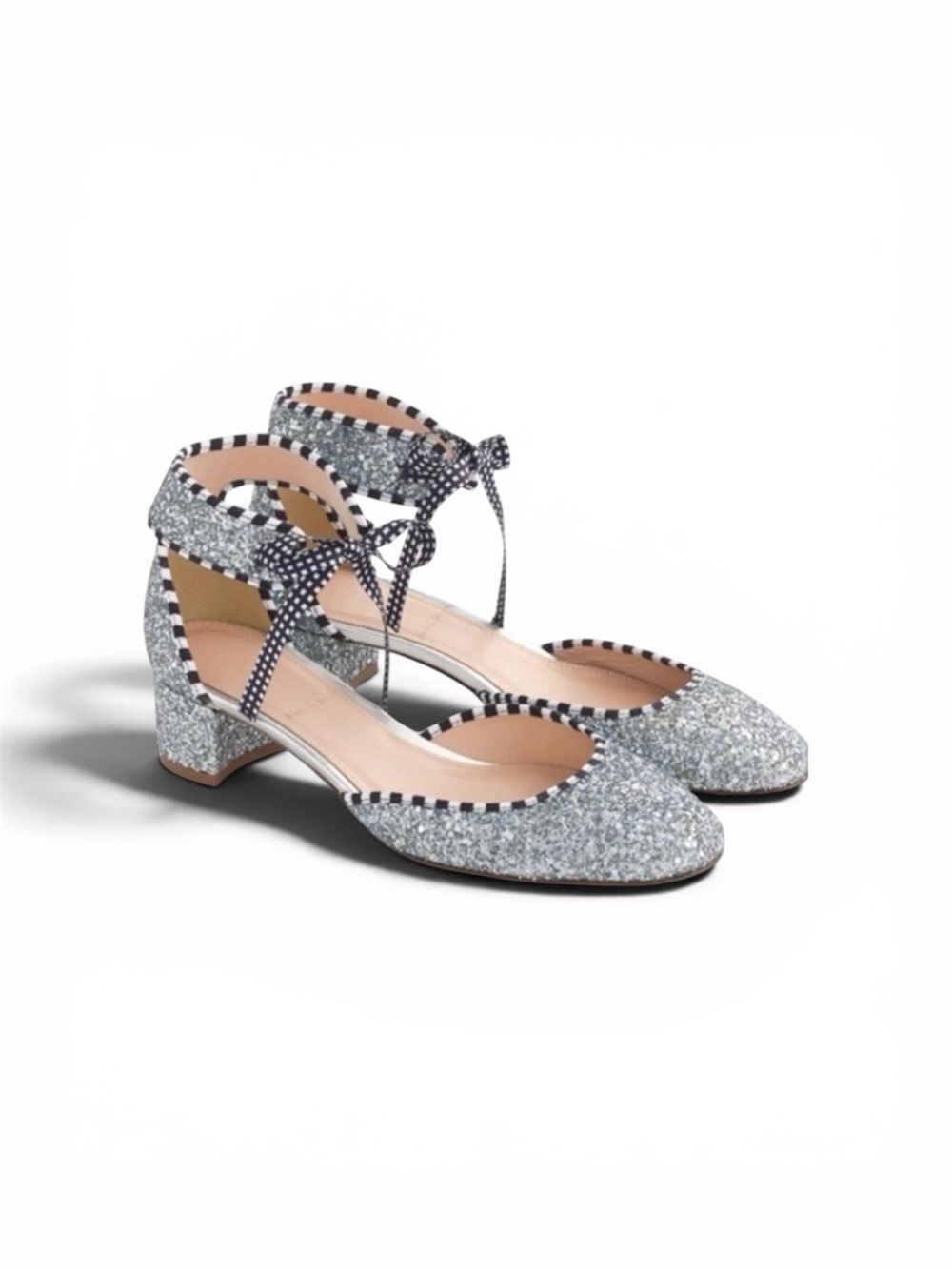 J. Crew Collection Silver Glitter Ankle Tie Shoes Size 9